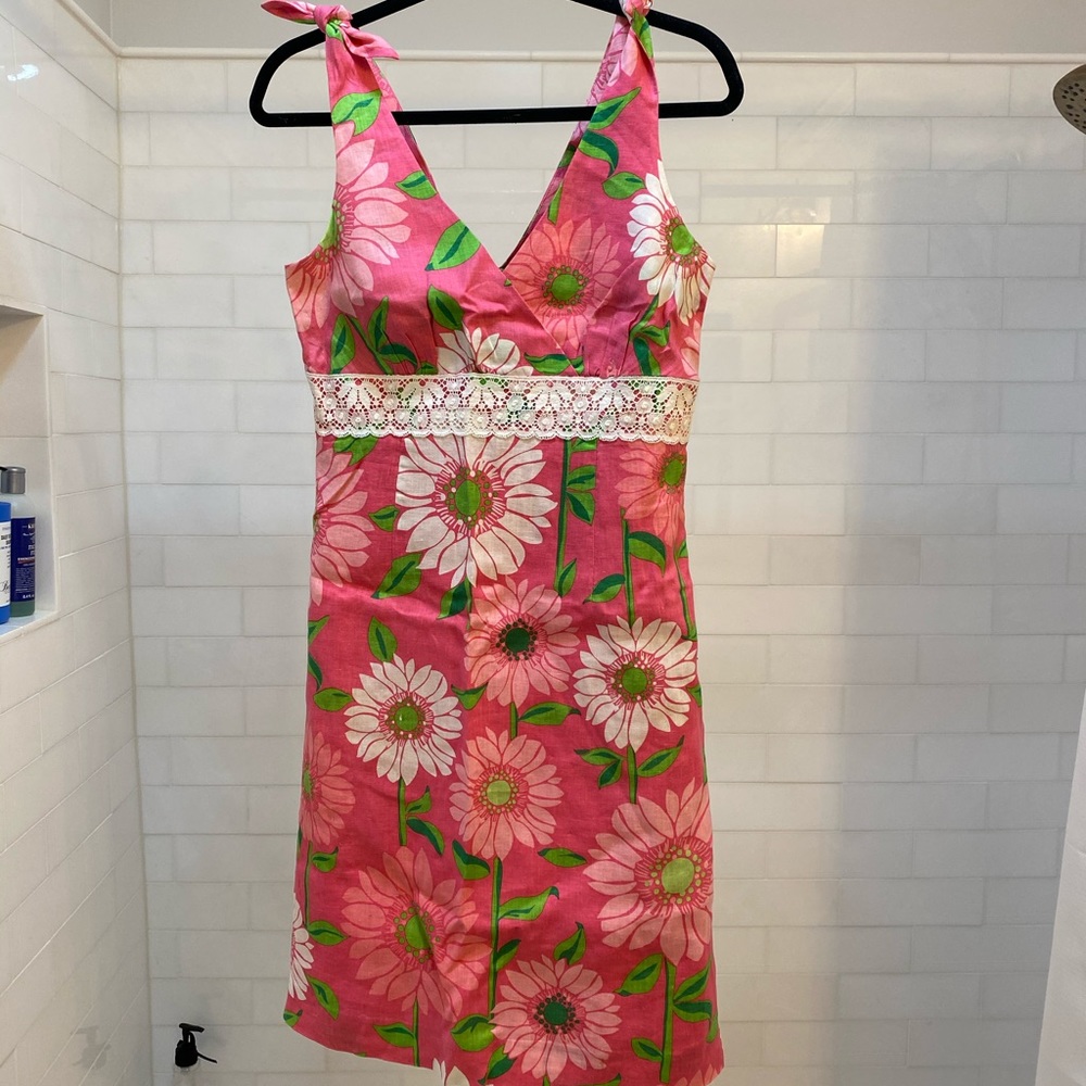 Lilly Pulitzer Pink Linen Floral Dress